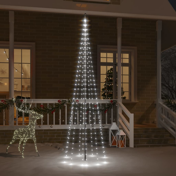 Christmas Tree on Flagpole with 310 Cold White LEDs - 8 Lighting Effects & Easy Setup - Premium  from Home Treasures - Just £22.99! Shop now at Home Treasures