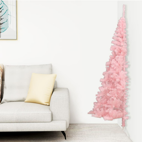 Pink Artificial Half Christmas Tree with Stand, 210 cm - Realistic PVC Tips, Space-Saving Design, Durable & Economical - Premium  from Home Treasures - Just £33.99! Shop now at Home Treasures