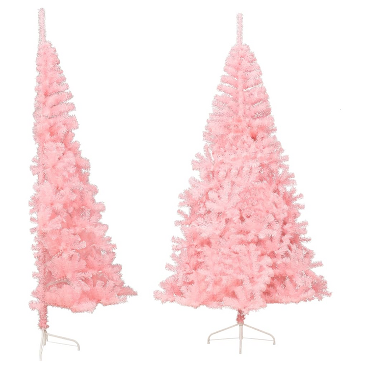 Pink Artificial Half Christmas Tree with Stand, 210 cm - Realistic PVC Tips, Space-Saving Design, Durable & Economical - Premium  from Home Treasures - Just £33.99! Shop now at Home Treasures