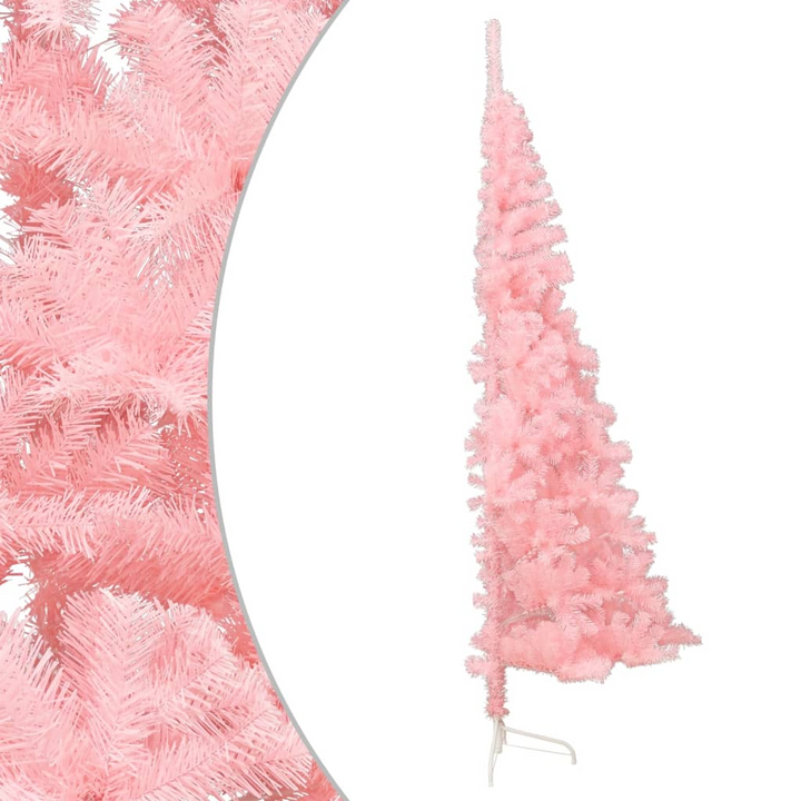 Pink Artificial Half Christmas Tree with Stand, 210 cm - Realistic PVC Tips, Space-Saving Design, Durable & Economical - Premium  from Home Treasures - Just £33.99! Shop now at Home Treasures