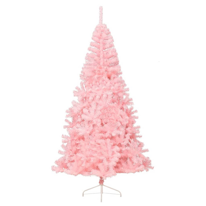 Pink Artificial Half Christmas Tree with Stand, 210 cm - Realistic PVC Tips, Space-Saving Design, Durable & Economical - Premium  from Home Treasures - Just £33.99! Shop now at Home Treasures