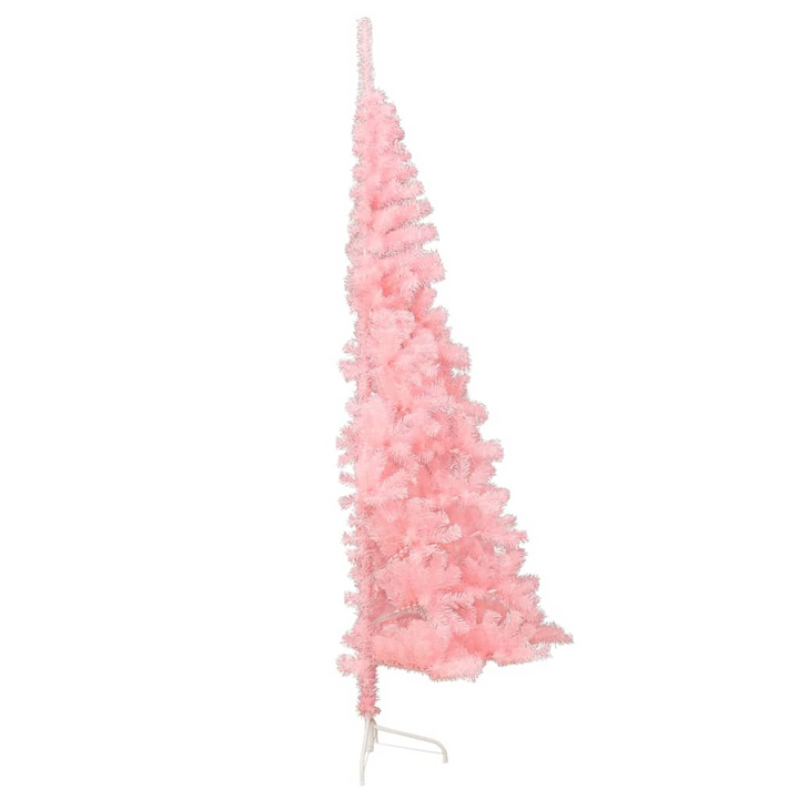 Pink Artificial Half Christmas Tree with Stand, 210 cm - Realistic PVC Tips, Space-Saving Design, Durable & Economical - Premium  from Home Treasures - Just £33.99! Shop now at Home Treasures