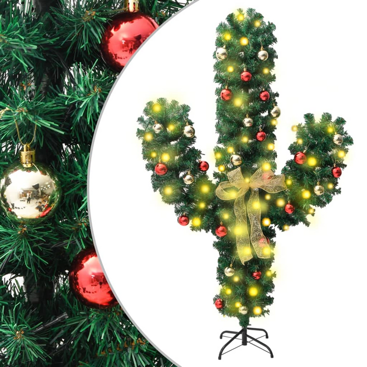 Christmas Cactus with LED Lights and Stand - Green PVC, Festive Décor - Premium  from Home Treasures - Just £78.99! Shop now at Home Treasures