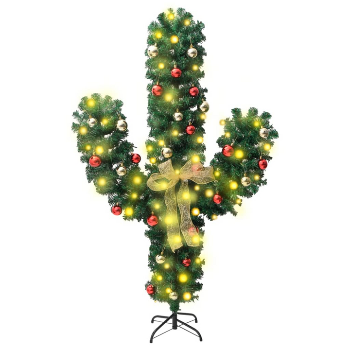 Christmas Cactus with LED Lights and Stand - Green PVC, Festive Décor - Premium  from Home Treasures - Just £78.99! Shop now at Home Treasures