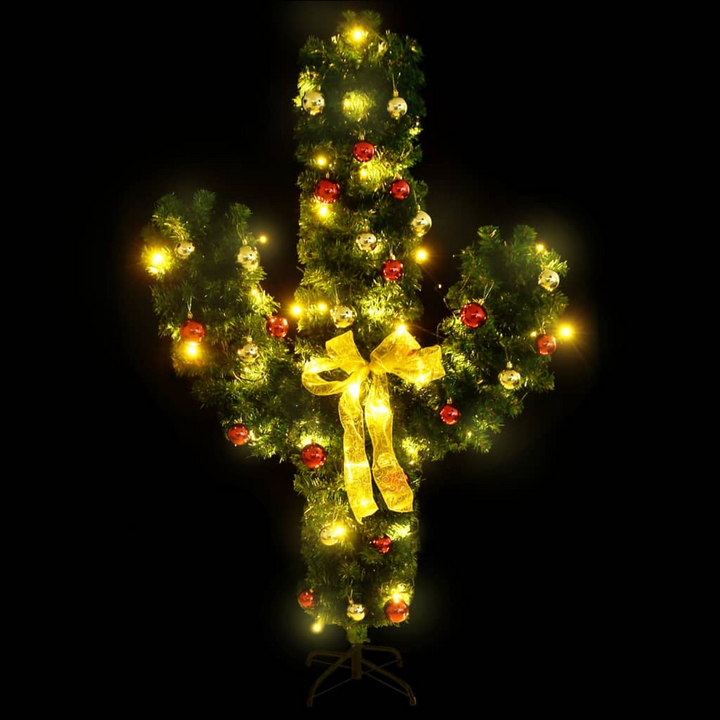 Christmas Cactus with LED Lights and Stand - Green PVC, Festive Décor - Premium  from Home Treasures - Just £78.99! Shop now at Home Treasures