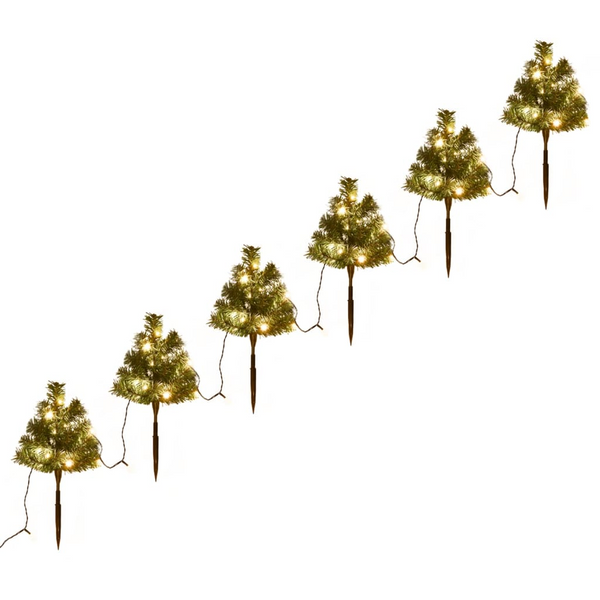 Christmas Pathway Trees with Warm White LEDs - 6 pcs, 45 cm, PVC - Premium  from Home Treasures - Just £24.99! Shop now at Home Treasures