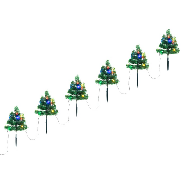 Christmas Pathway Trees 6 pcs with Multicolour LEDs 45 cm PVC - Festive Outdoor Decoration - Premium  from Home Treasures - Just £17.99! Shop now at Home Treasures