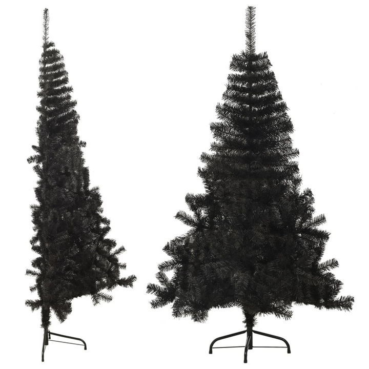 Black Half Christmas Tree 180 cm with Stand - Realistic & Space-Saving Design - Premium  from Home Treasures - Just £46.99! Shop now at Home Treasures