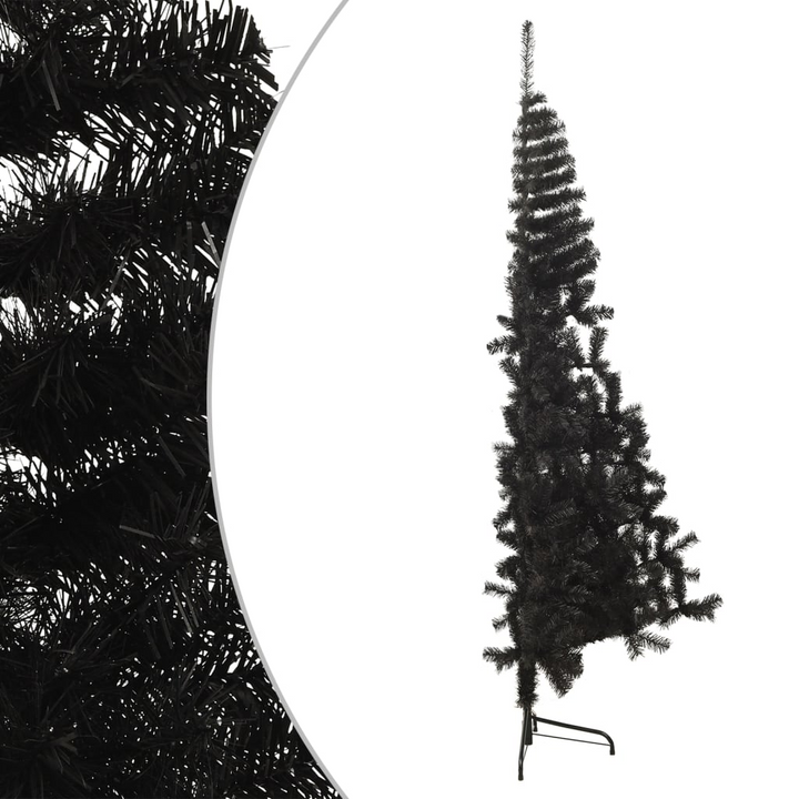 Black Half Christmas Tree 180 cm with Stand - Realistic & Space-Saving Design - Premium  from Home Treasures - Just £46.99! Shop now at Home Treasures