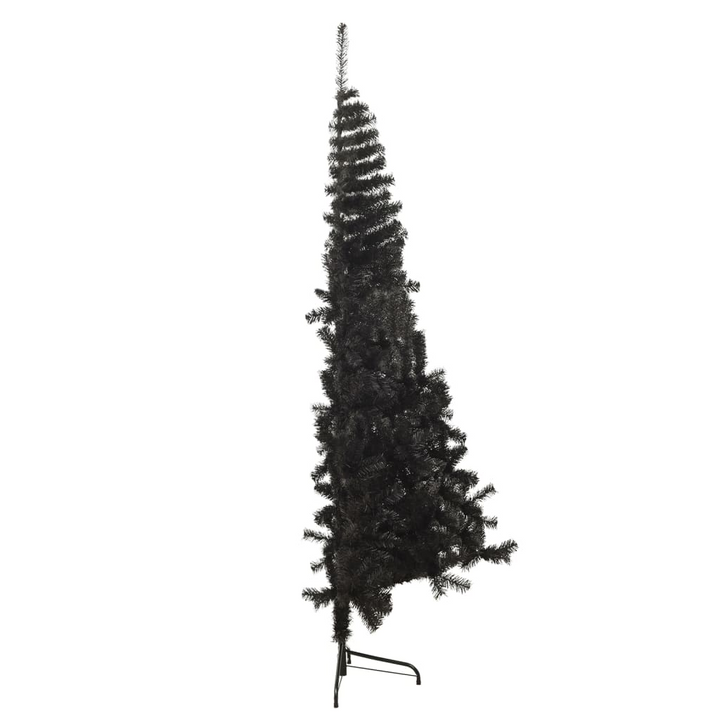 Black Half Christmas Tree 180 cm with Stand - Realistic & Space-Saving Design - Premium  from Home Treasures - Just £46.99! Shop now at Home Treasures