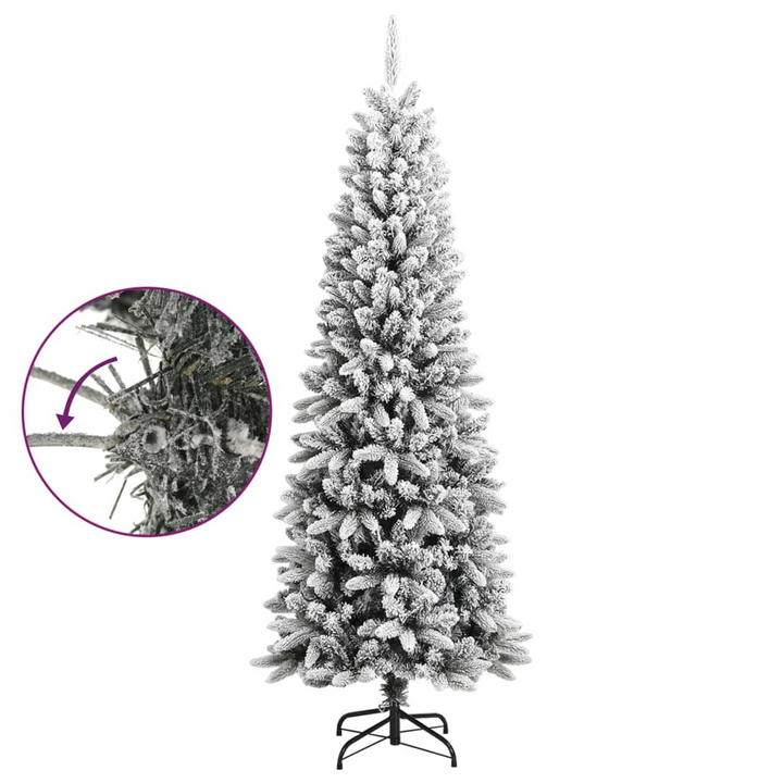 240 cm Artificial Christmas Tree with Flocked Snow - Realistic PVC & PE, Hinged Branches, Sturdy Steel Stand - Premium  from Home Treasures - Just £267.99! Shop now at Home Treasures