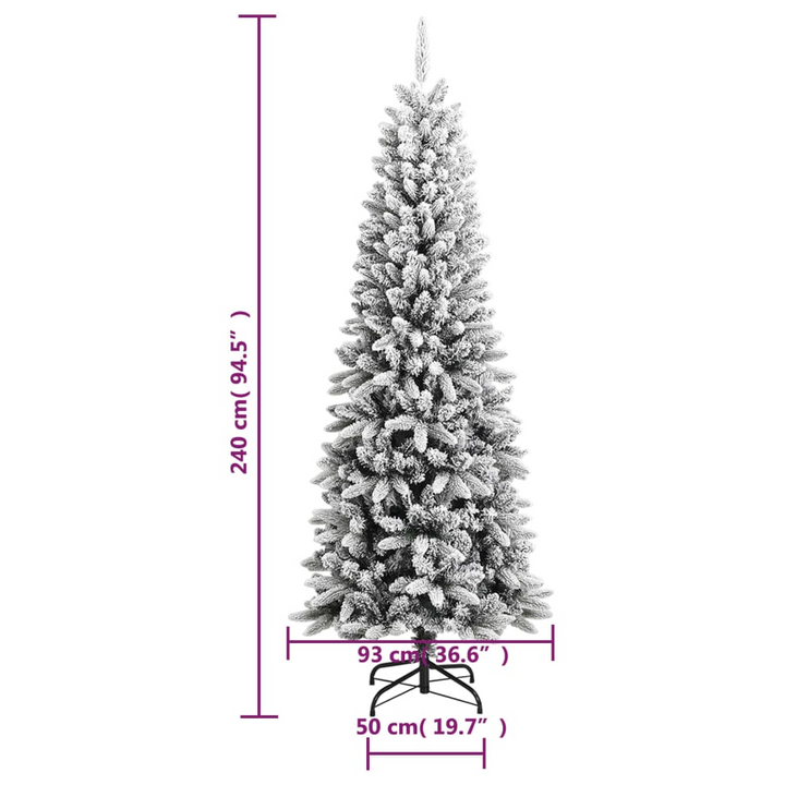 240 cm Artificial Christmas Tree with Flocked Snow - Realistic PVC & PE, Hinged Branches, Sturdy Steel Stand - Premium  from Home Treasures - Just £267.99! Shop now at Home Treasures