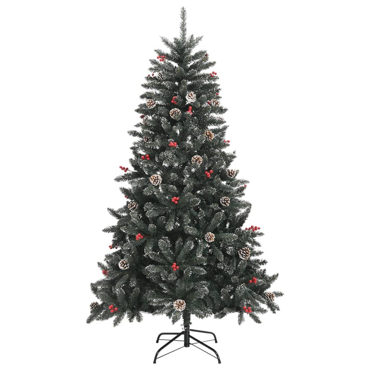 Artificial Christmas Tree with Stand - Green PVC, Snow-Decorated with Cones and Berries - Premium  from Home Treasures - Just £116.99! Shop now at Home Treasures