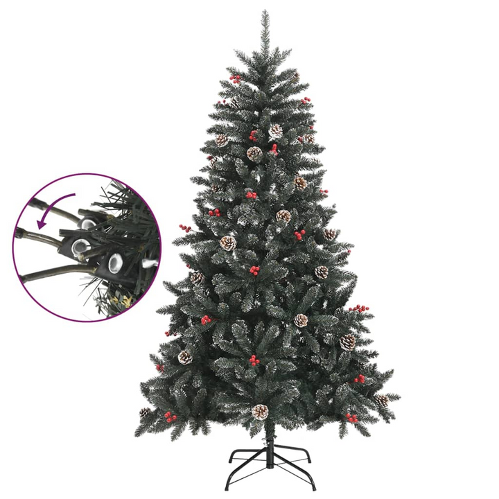 Artificial Christmas Tree with Stand - Green PVC, Snow-Decorated with Cones and Berries - Premium  from Home Treasures - Just £116.99! Shop now at Home Treasures