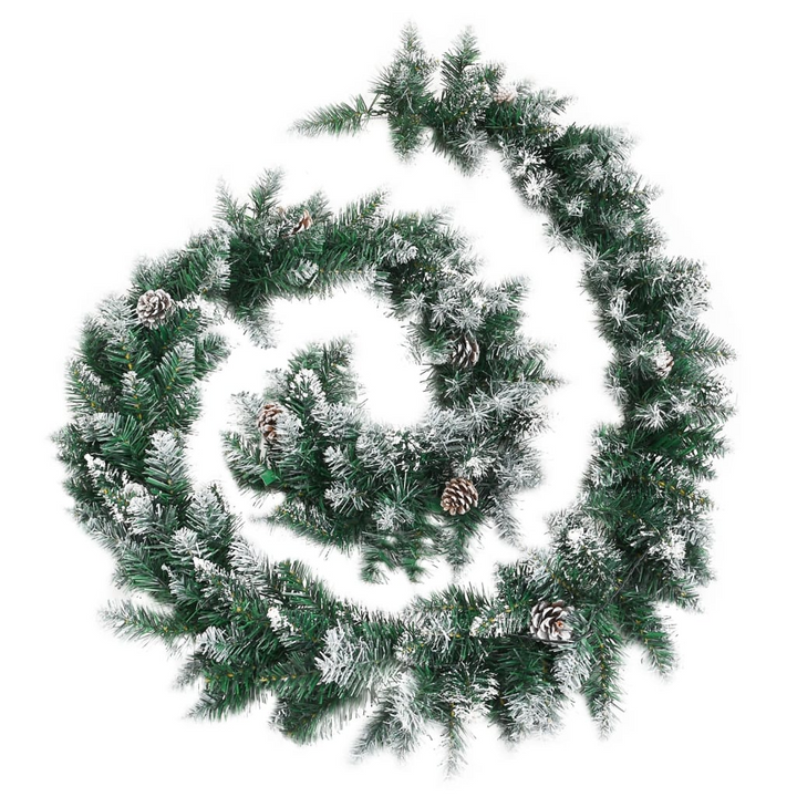 5.2m Christmas Garland with LED Lights – Weather-Resistant PVC, Green, Pine Cones & Artificial Snow – 8 Lighting Modes – Perfect for Indoor & Covered Outdoor Use - Premium  from Home Treasures - Just £49.99! Shop now at Home Treasures