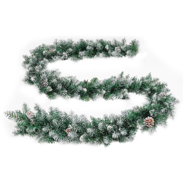 5.2m Christmas Garland with LED Lights – Weather-Resistant PVC, Green, Pine Cones & Artificial Snow – 8 Lighting Modes – Perfect for Indoor & Covered Outdoor Use - Premium  from Home Treasures - Just £49.99! Shop now at Home Treasures