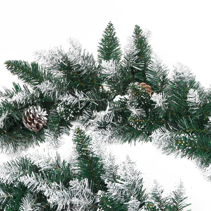 5.2m Christmas Garland with LED Lights – Weather-Resistant PVC, Green, Pine Cones & Artificial Snow – 8 Lighting Modes – Perfect for Indoor & Covered Outdoor Use - Premium  from Home Treasures - Just £49.99! Shop now at Home Treasures