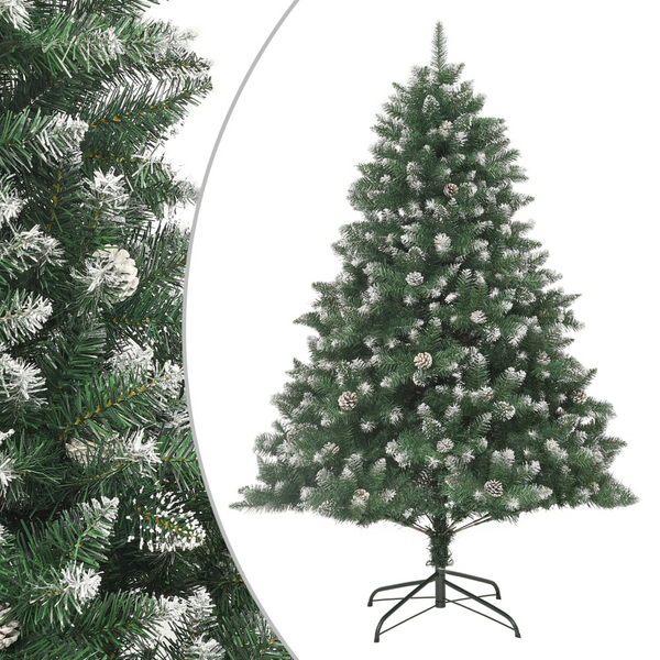 Luxurious Artificial Christmas Tree with Stand - PVC, Hinged Branches, Snow-Flocked with Cones - Premium  from Home Treasures - Just £119.99! Shop now at Home Treasures