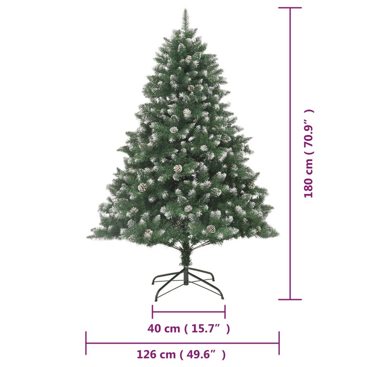 Luxurious Artificial Christmas Tree with Stand - PVC, Hinged Branches, Snow-Flocked with Cones - Premium  from Home Treasures - Just £119.99! Shop now at Home Treasures