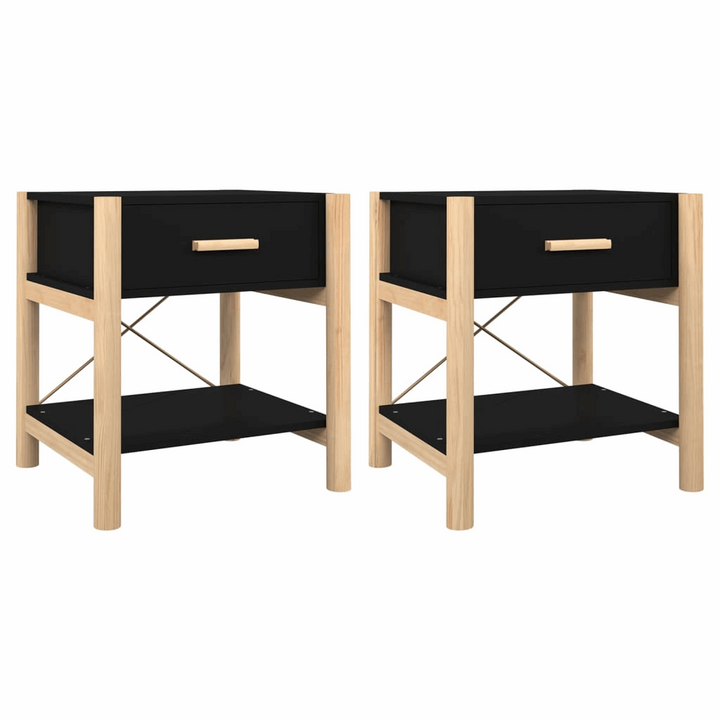 Elegant Black Bedside Tables Set of 2 - 42 x 38 x 45cm, Durable & Stylish Nightstands - Premium  from Home Treasures - Just £66.99! Shop now at Home Treasures