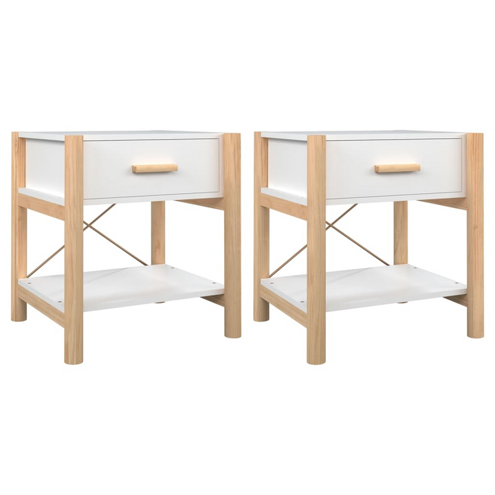 Solid Pine Bedside Tables, Set of 2 (White) - Durable & Stylish Nightstands, 42 x 38 x 45 cm, Ideal for Modern Bedrooms - Premium  from Home Treasures - Just £80.99! Shop now at Home Treasures