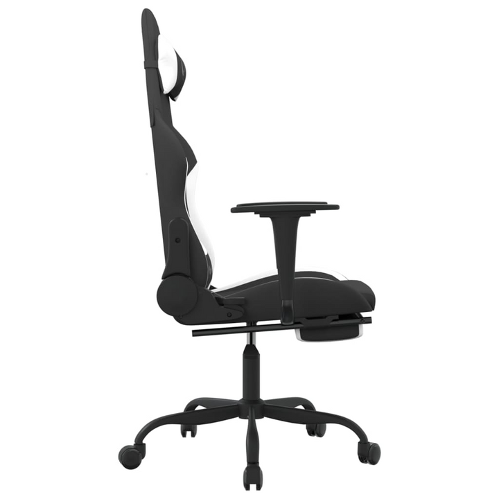 Ergonomic Swivel Gaming Chair with Footrest, Black and White Fabric - Premium  from Home Treasures - Just £114.99! Shop now at Home Treasures