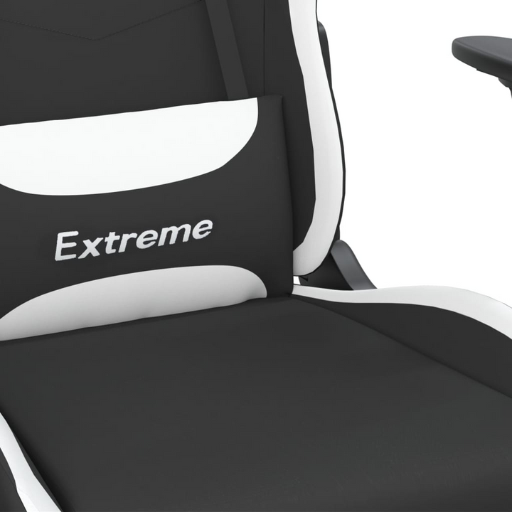 Ergonomic Swivel Gaming Chair with Footrest, Black and White Fabric - Premium  from Home Treasures - Just £114.99! Shop now at Home Treasures