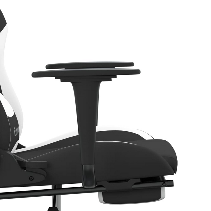 Ergonomic Swivel Gaming Chair with Footrest, Black and White Fabric - Premium  from Home Treasures - Just £114.99! Shop now at Home Treasures