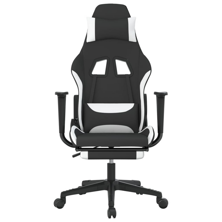 Swivel Gaming Chair with Footrest Black and White Fabric - Ultimate Comfort & Style - Premium  from Home Treasures - Just £118.99! Shop now at Home Treasures