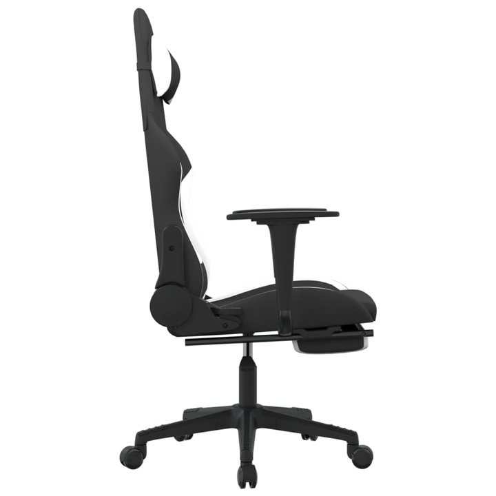 Swivel Gaming Chair with Footrest Black and White Fabric - Ultimate Comfort & Style - Premium  from Home Treasures - Just £118.99! Shop now at Home Treasures