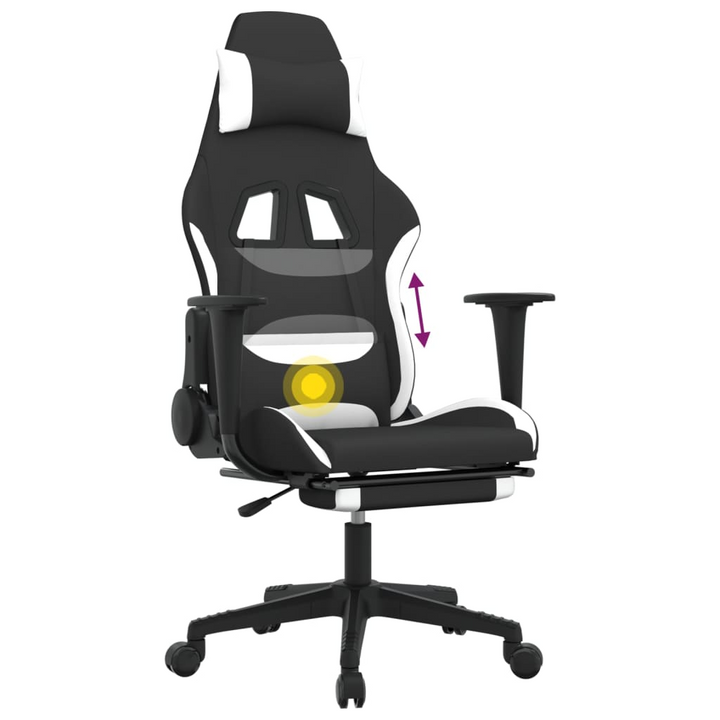 Swivel Gaming Chair with Footrest Black and White Fabric - Ultimate Comfort & Style - Premium  from Home Treasures - Just £118.99! Shop now at Home Treasures