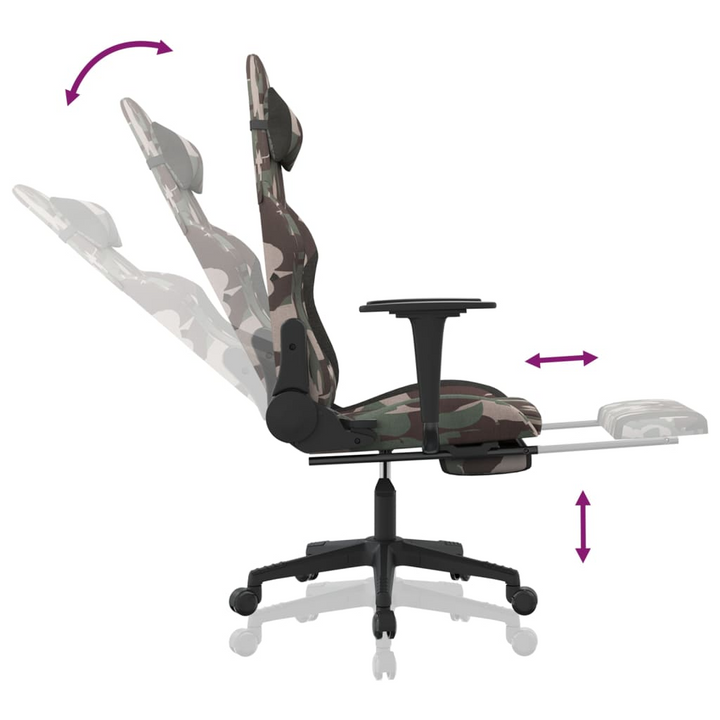 Swivel Gaming Chair with Footrest - Black and Camouflage Fabric | Enhanced Comfort & Customizable Settings - Premium  from Home Treasures - Just £132.99! Shop now at Home Treasures