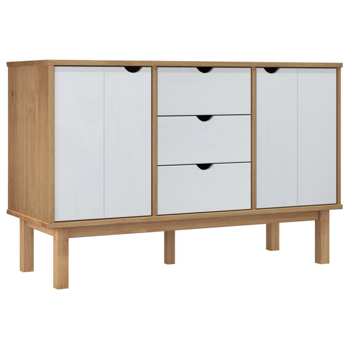 OTTA Sideboard - Scandinavian Design, Solid Pine Wood, Brown & White, 113.5x43x73 cm - Premium  from Home Treasures - Just £209.99! Shop now at Home Treasures