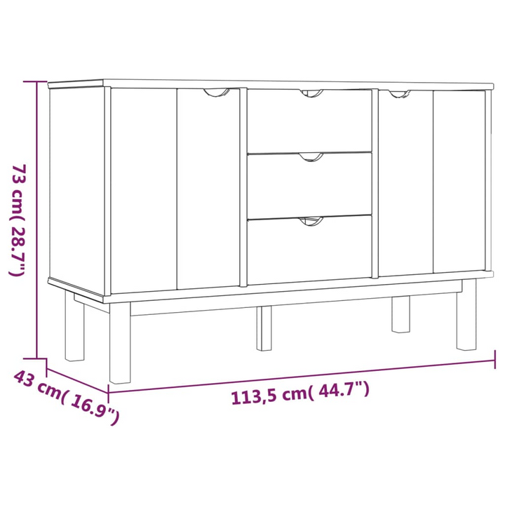 OTTA Sideboard - Scandinavian Design, Solid Pine Wood, Brown & White, 113.5x43x73 cm - Premium  from Home Treasures - Just £209.99! Shop now at Home Treasures