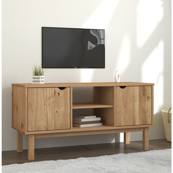 OTTA TV Cabinet 113.5x43x57 cm - Solid Pine Wood, Scandinavian Design with Ample Storage Space - Premium  from Home Treasures - Just £123.99! Shop now at Home Treasures