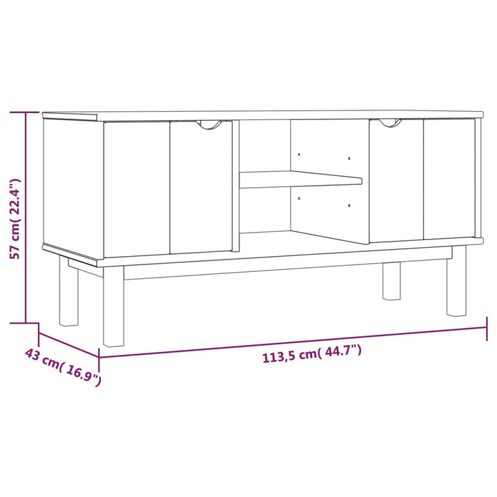 OTTA TV Cabinet 113.5x43x57 cm - Solid Pine Wood, Scandinavian Design with Ample Storage Space - Premium  from Home Treasures - Just £123.99! Shop now at Home Treasures