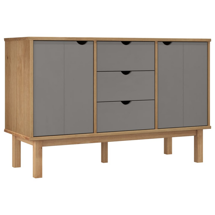 OTTA Sideboard - Solid Pine Wood, Brown & Grey, Modern Scandinavian Design, 113.5x43x73 cm - Premium  from Home Treasures - Just £190.99! Shop now at Home Treasures