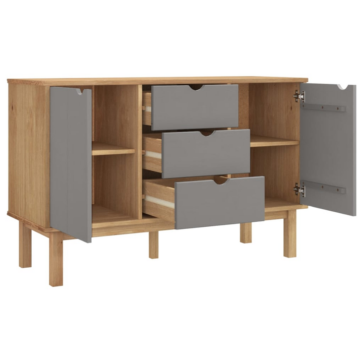 OTTA Sideboard - Solid Pine Wood, Brown & Grey, Modern Scandinavian Design, 113.5x43x73 cm - Premium  from Home Treasures - Just £190.99! Shop now at Home Treasures