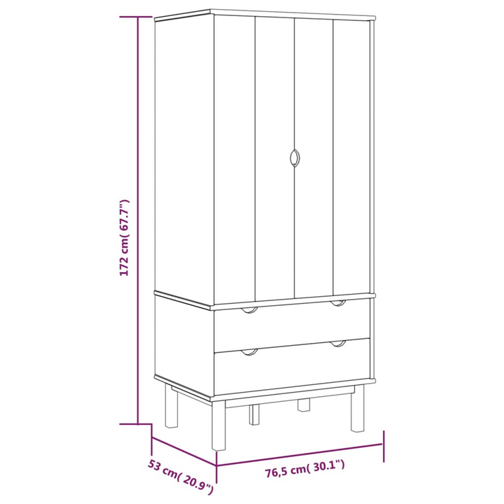 OTTA Solid Wood Pine Wardrobe - Scandinavian Design, Ample Storage & Stable Frame - Premium  from Home Treasures - Just £297.99! Shop now at Home Treasures