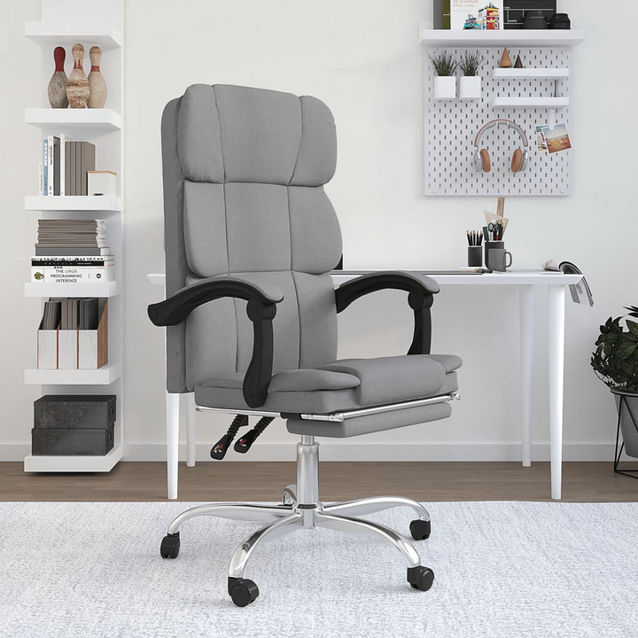 Ergonomic Fabric Reclining Office Chair (Light Grey) – Adjustable Height with 360° Swivel & Rolling Castors - Premium  from Home Treasures - Just £81.99! Shop now at Home Treasures