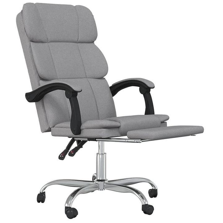 Ergonomic Fabric Reclining Office Chair (Light Grey) – Adjustable Height with 360° Swivel & Rolling Castors - Premium  from Home Treasures - Just £81.99! Shop now at Home Treasures