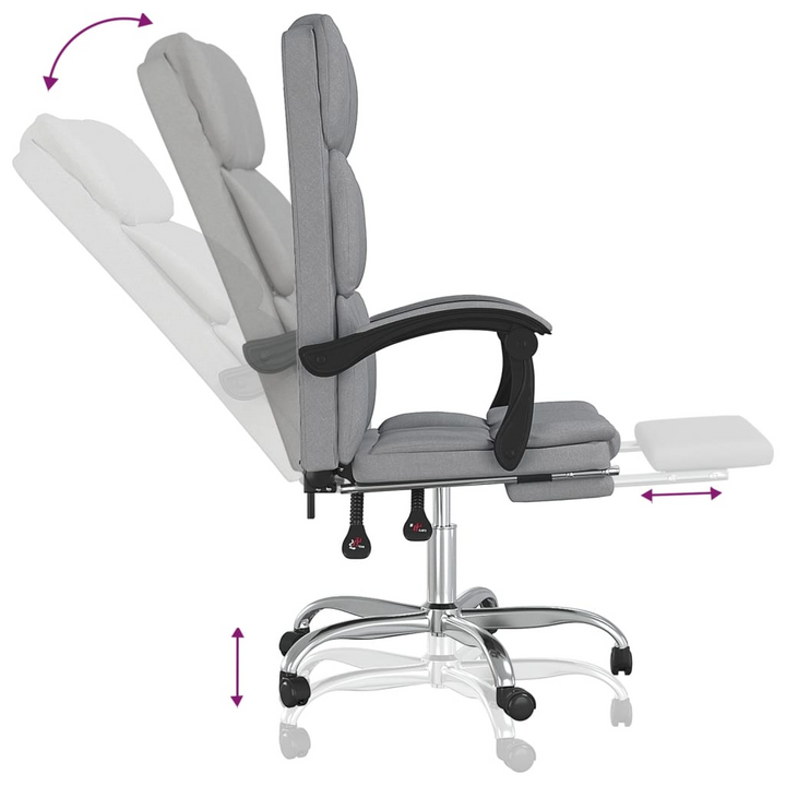 Ergonomic Fabric Reclining Office Chair (Light Grey) – Adjustable Height with 360° Swivel & Rolling Castors - Premium  from Home Treasures - Just £81.99! Shop now at Home Treasures