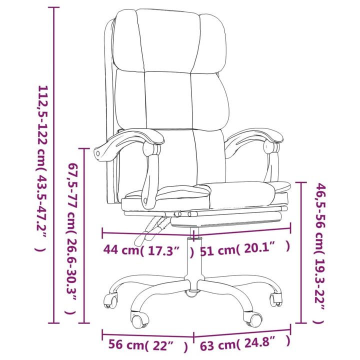 Ergonomic Fabric Reclining Office Chair (Light Grey) – Adjustable Height with 360° Swivel & Rolling Castors - Premium  from Home Treasures - Just £81.99! Shop now at Home Treasures