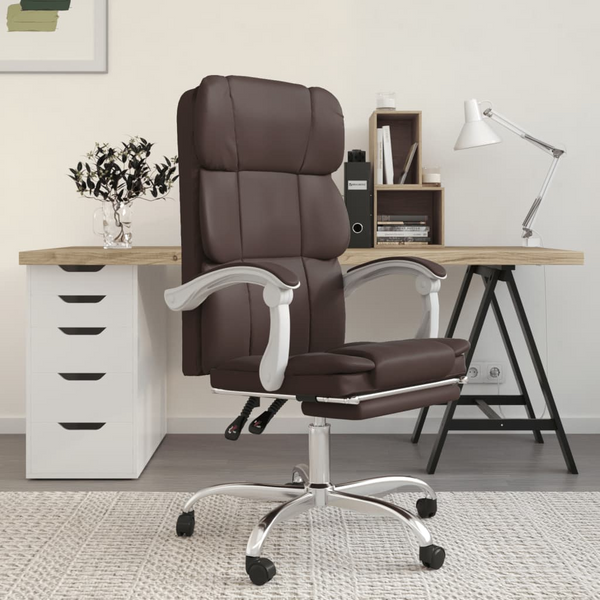 This Reclining Office Chair in Brown Faux Leather - Comfort and Elegance Combined! - Premium  from Home Treasures - Just £117.99! Shop now at Home Treasures