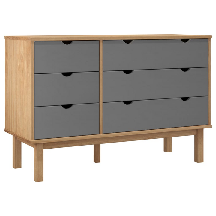 OTTA Drawer Cabinet in Brown & Grey – Scandinavian Design | Solid Pine Wood | 113.5x39.5x73cm - Premium  from Home Treasures - Just £157.99! Shop now at Home Treasures