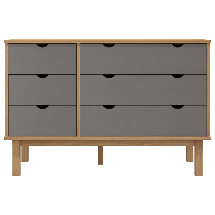 OTTA Drawer Cabinet in Brown & Grey – Scandinavian Design | Solid Pine Wood | 113.5x39.5x73cm - Premium  from Home Treasures - Just £157.99! Shop now at Home Treasures