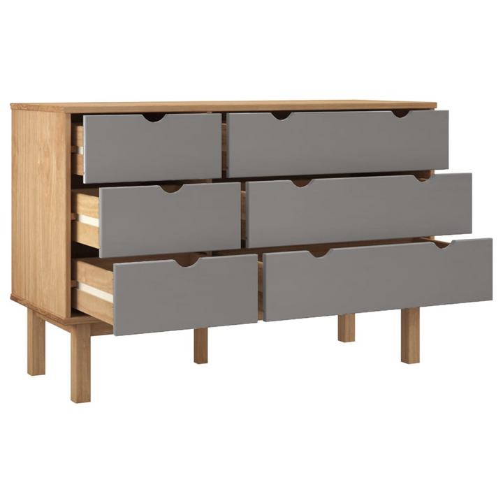 OTTA Drawer Cabinet in Brown & Grey – Scandinavian Design | Solid Pine Wood | 113.5x39.5x73cm - Premium  from Home Treasures - Just £157.99! Shop now at Home Treasures