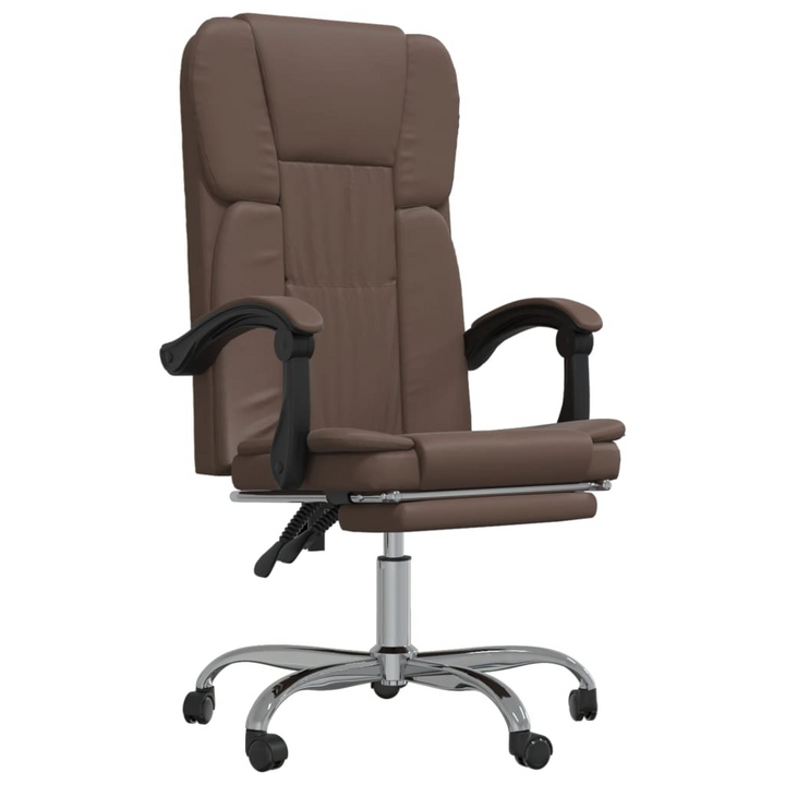 Stylish Brown Faux Leather Reclining Office Chair - Ergonomic Comfort with 360° Swivel and Adjustable Height - Premium  from Home Treasures - Just £92.99! Shop now at Home Treasures