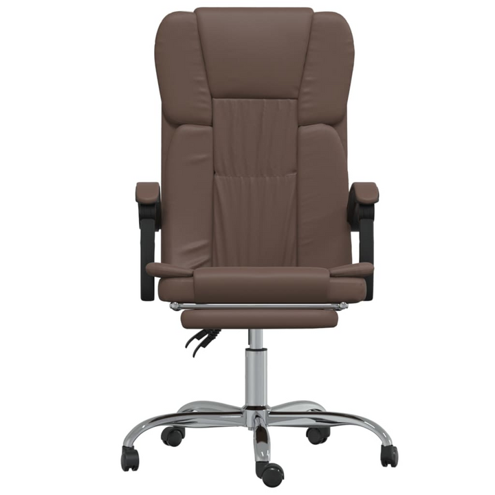 Stylish Brown Faux Leather Reclining Office Chair - Ergonomic Comfort with 360° Swivel and Adjustable Height - Premium  from Home Treasures - Just £92.99! Shop now at Home Treasures