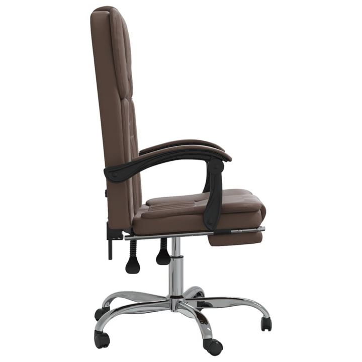 Stylish Brown Faux Leather Reclining Office Chair - Ergonomic Comfort with 360° Swivel and Adjustable Height - Premium  from Home Treasures - Just £92.99! Shop now at Home Treasures